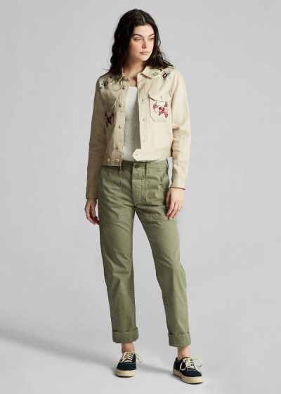 Chaquetas Ralph Lauren Mujer Marrom - Embroidered Linen - LXEID0517